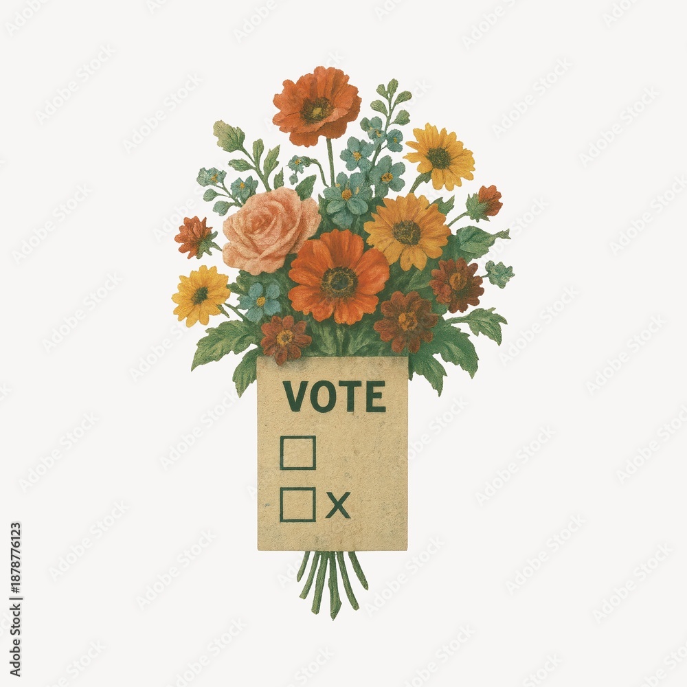 Fototapeta premium Floral voting ballot illustration