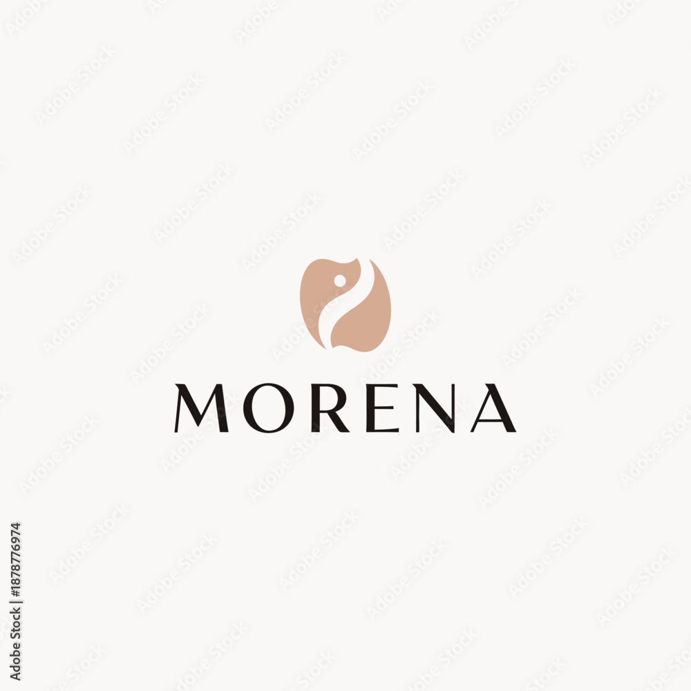 Obraz premium Morena Nude Peach Dental Health Tooth Silhouette Monogram Vector Logo Design On White Background.