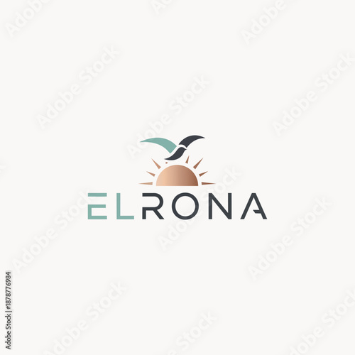 Free Download Elrona Sunrise Bird Freedom Wellness Emblem. Vector Logo Design. - GFXLoad
