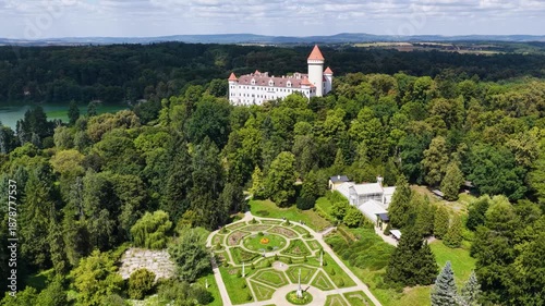 Magnificent Konopiste castle sits in Beneov, Central Bohemian, Czech Republic, Explore the stunning architecture of the Konopiste castle in Beneov, Central Bohemian, Czech Republic.
