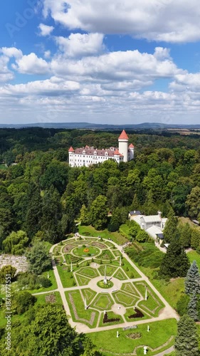 Magnificent Konopiste castle sits in Beneov, Central Bohemian, Czech Republic, Explore the stunning architecture of the Konopiste castle in Beneov, Central Bohemian, Czech Republic.