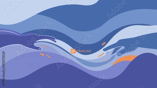 Abstract waves in shades of blue and orange, illustrating a dynamic and vibrant illustration of motion and fluidity