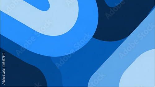 Abstract blue shapes and swirling patterns in a dynamic illustration viewed from above with varying shades and textures