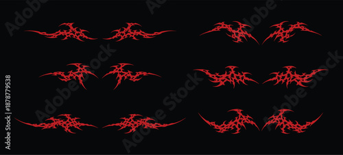 Neo Tribal Sigilism Symmetrical Cyber Gothic: Vector Abstract Sharp Green Lines with Acid Venom Aesthetics, Y2K Dark Metal Techwear Elements for Streetwear and Graphic Design Branding.