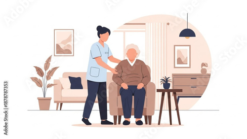 Healthcare and Senior Living Assistance Vector Concept
