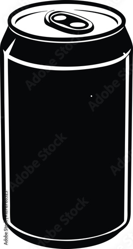 Black and white soda can illustration, Monochromatic soft drink container drawing
