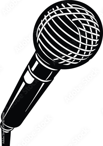 Classic iconic microphone vector illustration, Essential audio sound recording equipment