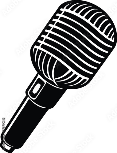 Classic Retro Vintage Microphone Icon, Music Communication Studio Device