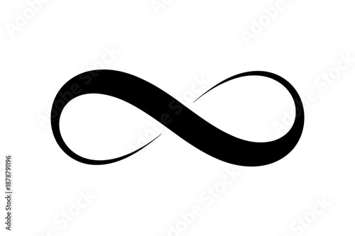 A minimalist black infinity symbol on a white background