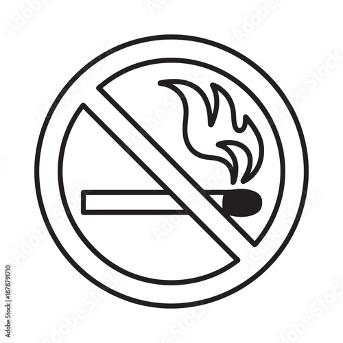 No open flames or smoking allowed a prohibition safety sign illustration