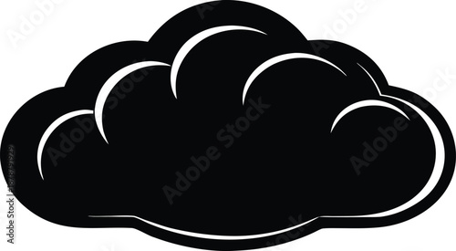 Stylized black cloud weather icon, Graphic design element sky symbol