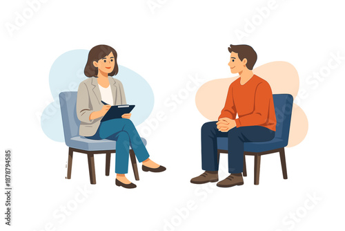 Therapist talking to patient in therapy session