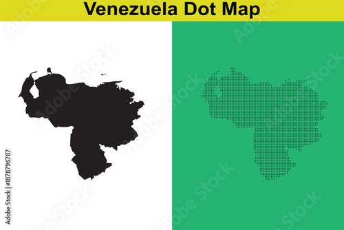 Venezuela map silhouette and dot map