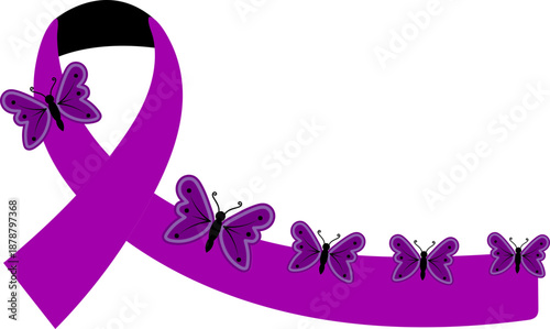 Cancer Awareness Ribbon icon. World Cancer Day Symbols. Oncology emblem, charity sign, cancer prevention awareness, hope, medical campaign.