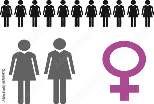 International Women’s Day Female Symbol Crowd Copy Space Vector Poster, Adobe Illustrator Artwork.