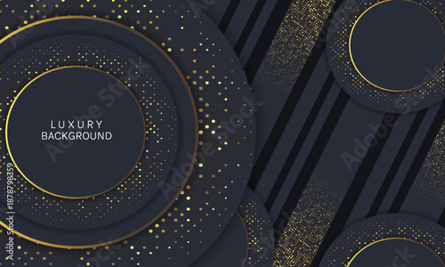 black background black gold halftone pattern vector