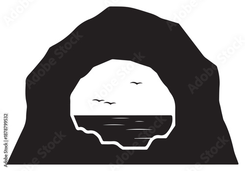 Silhouette of a hooded figure overlooking a serene landscape