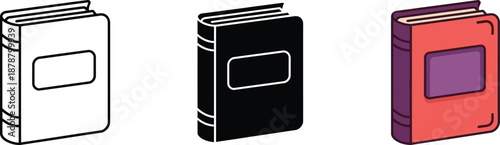 Valentine's Day Three colorful book illustrations in modern flat design style