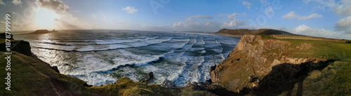 Pays de Galle, panoramique depuis les falaises de Rhossili