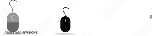 ICONS Collection of simple computer mouse icons classic wired devices in flat design isolated on white background for technology concepts