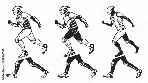 Futuristic Cyborg Runner Animation Sprites for Game Development Speed and Power UI Assets