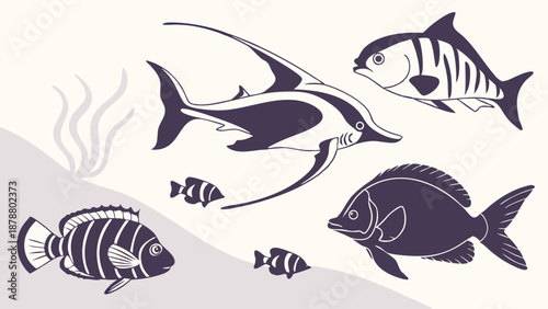 Tropical Fish Illustration Set for Aquarium Design Ocean Ecology Education Marine Life Website Graphics