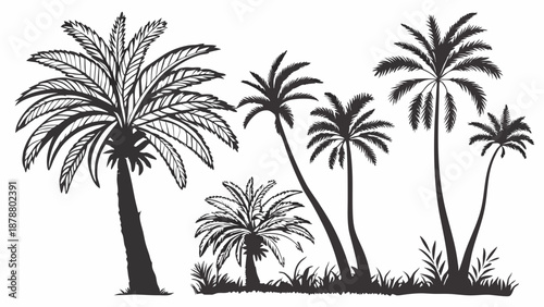 Tropical Palm Tree Silhouettes for Summer Travel Vacation Design Beach Resort Website Graphics and Print Ads