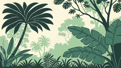 Lush Tropical Jungle Foliage Background for Travel Brochures Website Banners Nature Themes