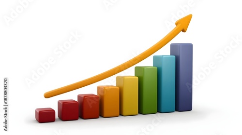 Free Download A colorful bar chart with an upward arrow symbolizing business growth progress and success - GFXLoad