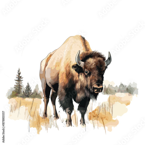 Belovezhskaya Pushcha National Park. Belovezhskaya Pushcha National Park watercolor vector illustration