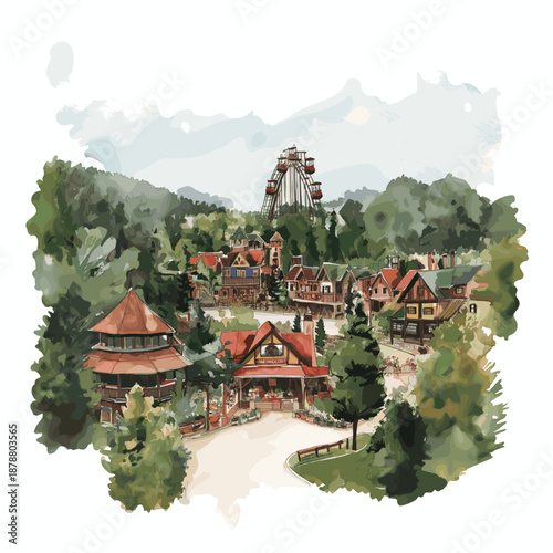 Dollywood. Dollywood hand drawn watercolor illustration