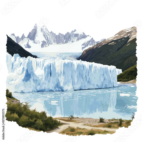 Glacier National Park. Glacier National Park hand drawn watercolor illustration