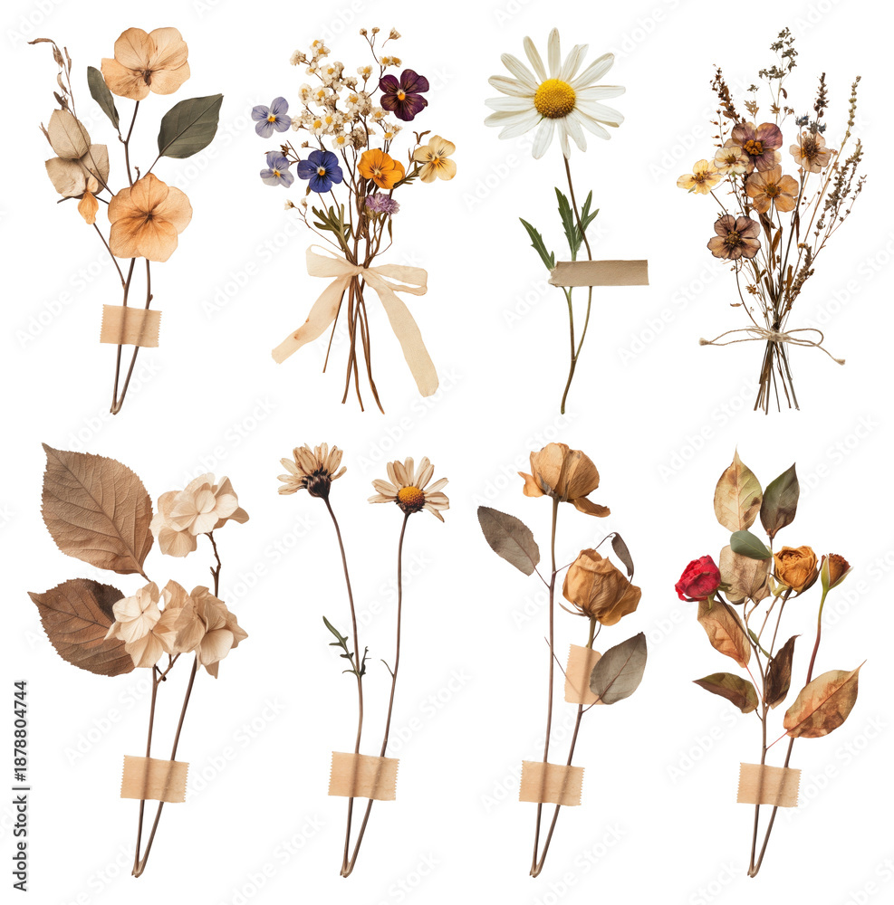 Fototapeta premium PNG Vintage dried floral arrangements on transparent background