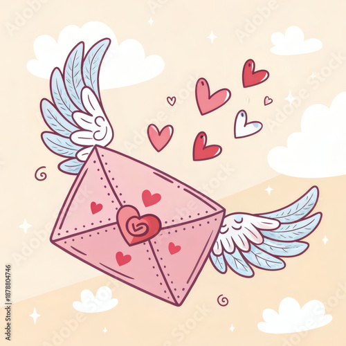 vector illustration of a Valentine's Day special letter with hearts 