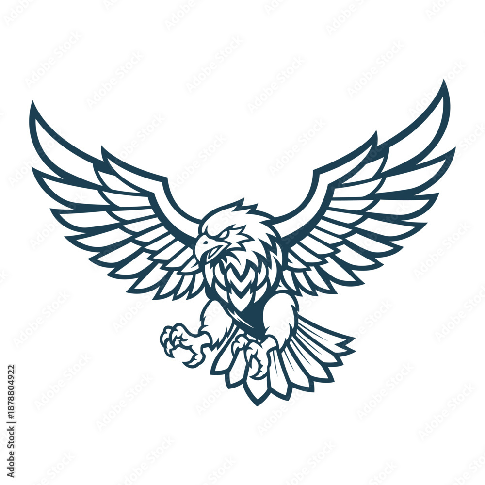 Fototapeta premium eagle fly mascot logo vector black and white design template