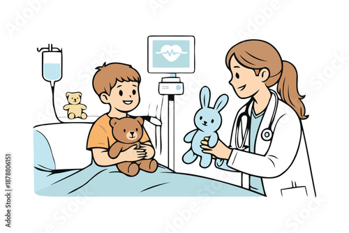 pediatric hospital care with doctor and child