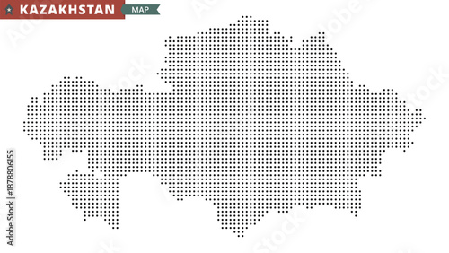 Dotted map of Kazakhstan. Black halftone country icon. Vector illustration.
