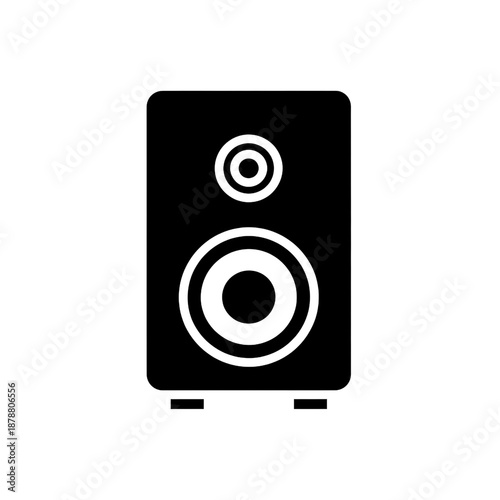 Classic hi-fi audio speaker icon with dual drivers for stereo sound system and home entertainment, isolated on transparent background