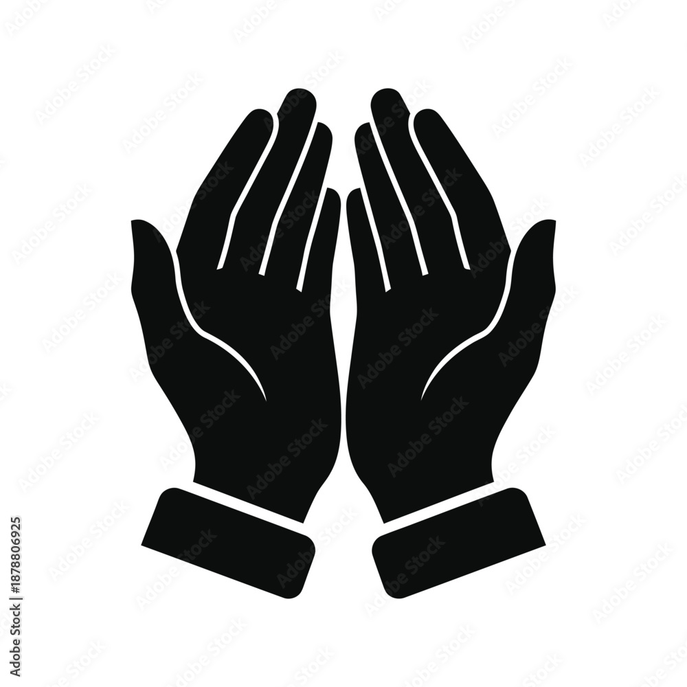 Obraz premium Hands in prayer position vector icon