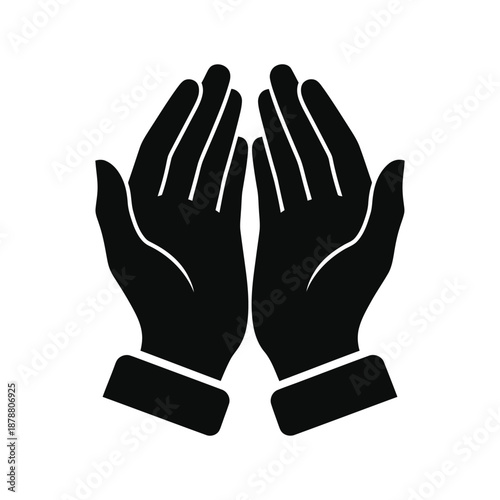 Hands in prayer position vector icon
