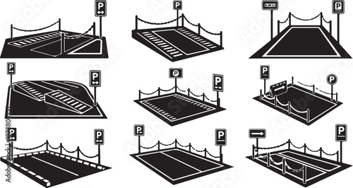 Various Illustrations of Boxing Rings in Different Configurations Shown