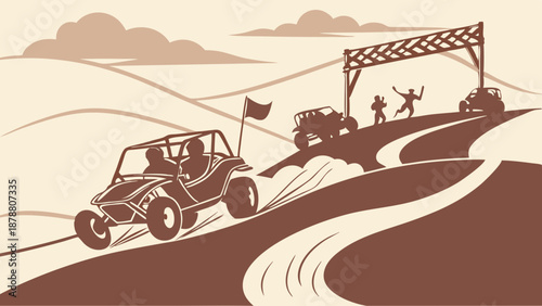 Off Road Dune Buggy Race Adventure Thrill Finish Line Celebration Extreme Sports Vacation Travel