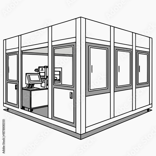 Portable Modular Laboratory Building System Isolated on White Background for Scientific Research Sites