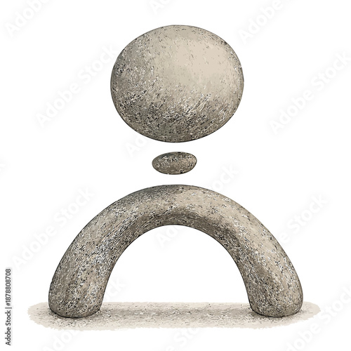 Print  Floating Stone Balanced on Curve – Harmony, Balance and Stability Concept Illustration isolated white background