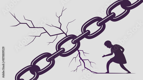 Woman Breaking Chains Symbolizing Freedom Empowerment Overcoming Obstacles for Social Justice Advocacy or Career Growth