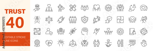 Trust icon set. Editable line icons. Vector illustration.
