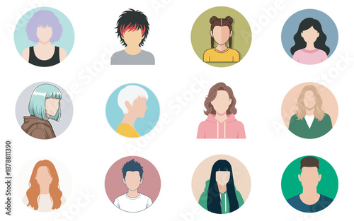 Avatar faces collection diverse illustrations of various characters