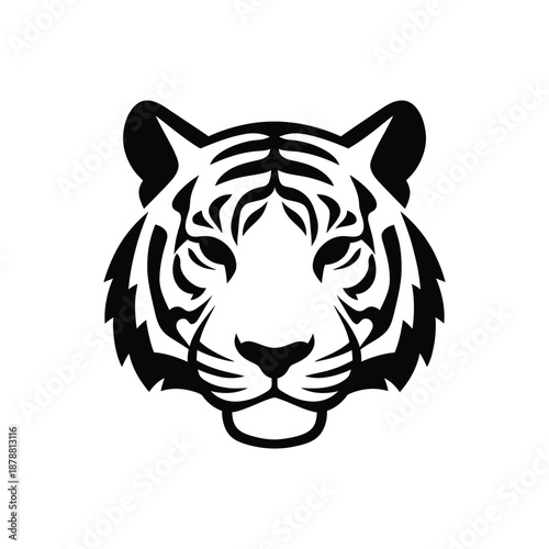 simple minimalist tiger head wild animal logo vector illustration template design