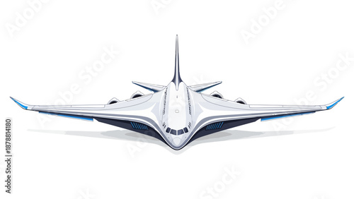 Futuristic aircraft with swept wings and a central fin