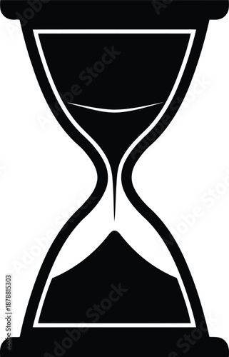 Hourglass icon showing sand partially transferred representing limited time remaining or passage of moments isolated concept